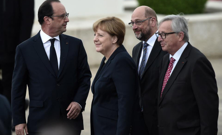 François Hollande, Angela Merkel, Martin Schulz i Jean-Claude Juncker należą do czołowych orędownikó