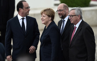 François Hollande, Angela Merkel, Martin Schulz i Jean-Claude Juncker należą do czołowych orędownikó