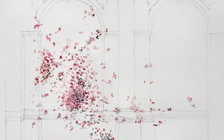 Anna Panek, Zakwit, 2015, instalacja malarska (projekt pracy na wystawie)