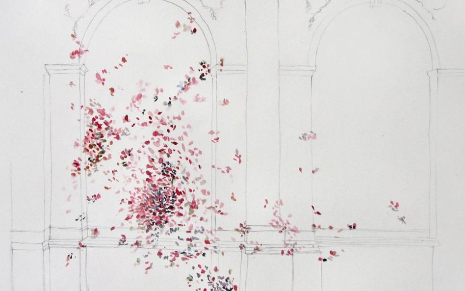 Anna Panek, Zakwit, 2015, instalacja malarska (projekt pracy na wystawie)