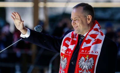 Prezydent Karol Nawrocki podczas XVIII Patriotycznej Pielgrzymki Kibiców na Jasną Górę.