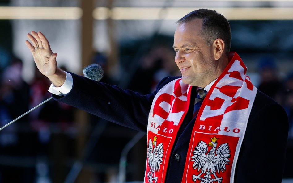 Prezydent Karol Nawrocki podczas XVIII Patriotycznej Pielgrzymki Kibiców na Jasną Górę.