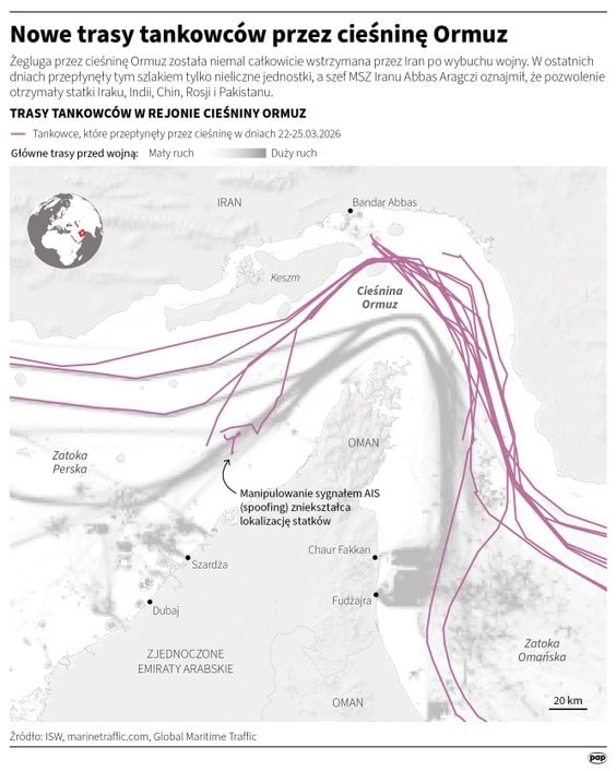 Nowe trasy tankowców przez Cieśninę Ormuz