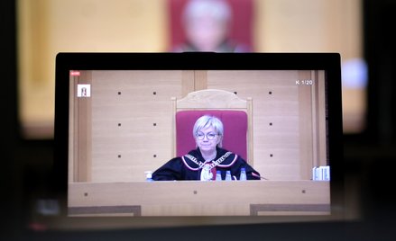 Prezes Trybunału Konstytucyjnego Julia Przyłębska podczas transmisji z posiedzenia Trybunału Konstyt