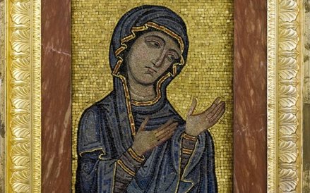 Autor nieznany, Matka Boska Orantka, XII w., mozaika, Museo Diocesano w Palermo