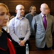 Prokurator Katarzyna Wychowałek-Szczygieł (z lewej ) oraz oskarżeni, byli członkowie zarządu MTK Now