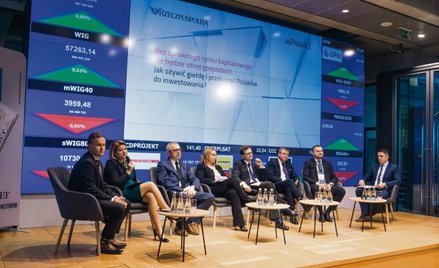 Uczestnicy dyskusji poświęconej rynkowi kapitałowemu (od lewej): Bartosz marczuk, wiceprezes PFR, Iz