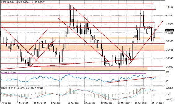 Wykres dzienny USDPLN