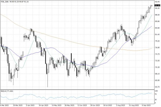 Notowania ropy naftowej WTI – dane dzienne