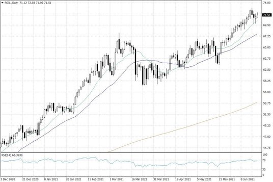Notowania ropy naftowej WTI – dane dzienne