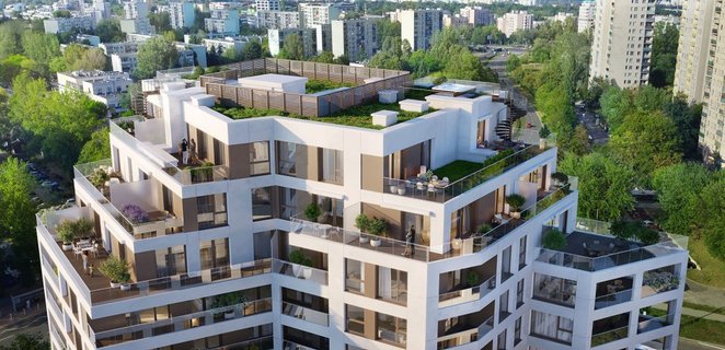 Wybrane apartamenty będą posiadały tarasy dachowe ze wzmocnionymi stropami, co umożliwi montaż prywa