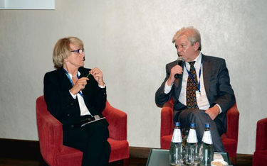 Danuta Hübner i Marek Orzechowski, uczestnicy panelu o imigracji.