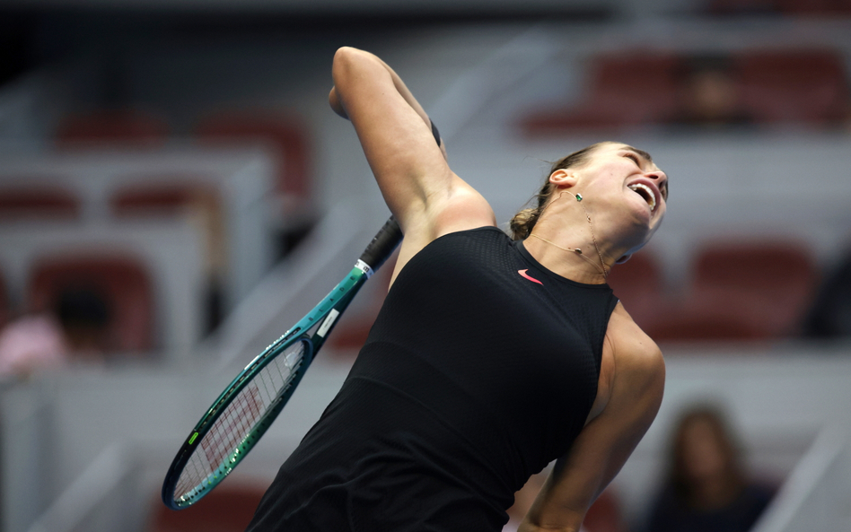 Aryna Sabalenka podczas pojedynku z Karoliną Muchovą.