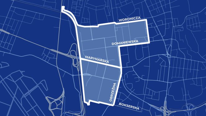 Obszar na Mokotwie, o który ma być powiększona Strefa Płatengo Parkowania Niestrzeżonego