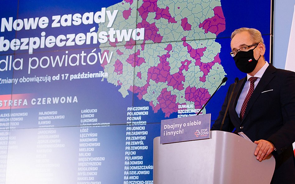 Konferencja nt. strategii walki z COVID-19 z udziałem premiera i ministra zdrowia Adama Niedzielskie