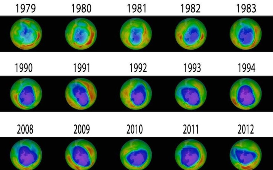 Porównania wielkości dziury ozonowej na Antarktydą / NASA Goddard Space Flight Center, Business Insi