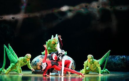 Pająki pełnią ważną rolę w widowisku: pokazują, jak pokonać prawa grawitacji.