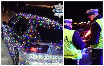 Choinkowe lampki na aucie. Kierowca poniósł konsekwencje