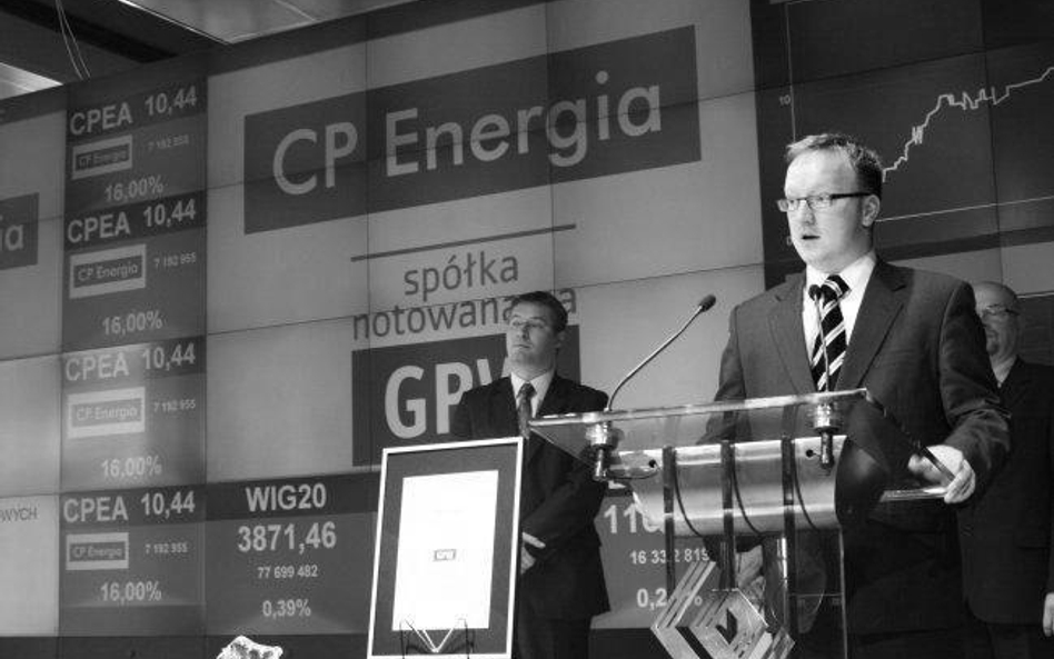 Marcin Buczkowski, prezes CP Energia, podczas debiutu giełdowego spółki