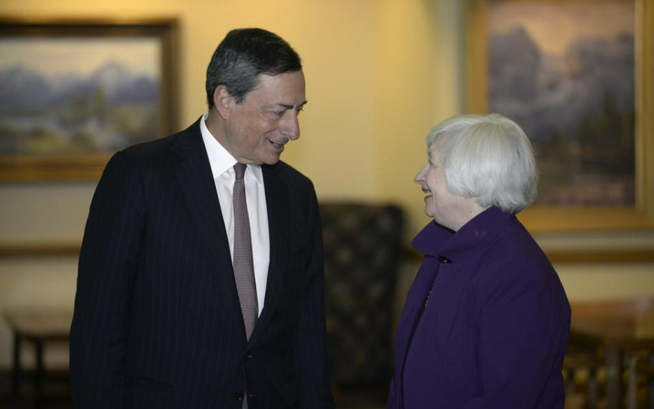 Mario Draghi i Janet Yellen podczas spotkania w Jackson Hole