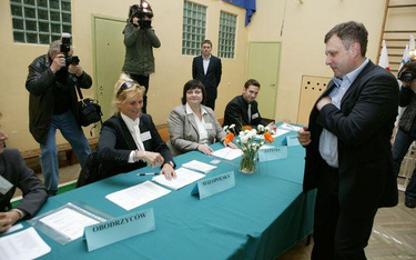 Prezydent Sopotu Jacek Karnowski podczas referendum w sprawie odwołania go ze stanowiska