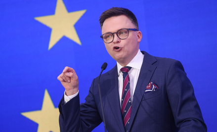 Lider Trzeciej Drogi, prezes Polski 2050, marszałek Sejmu Szymon Hołownia na konwencji otwierającej 