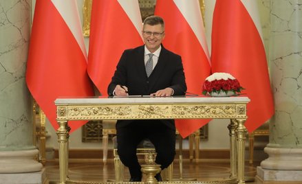 Powołany na stanowisko ministra sprawiedliwości Marcin Warchoł podczas uroczystości powołania i zapr