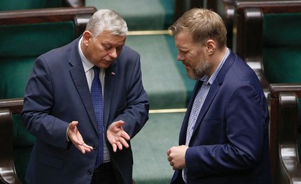 Marek Suski z PiS i Adrian Zandberg z partii Razem (Koalicyjny Klub Parlamentarny Lewicy)