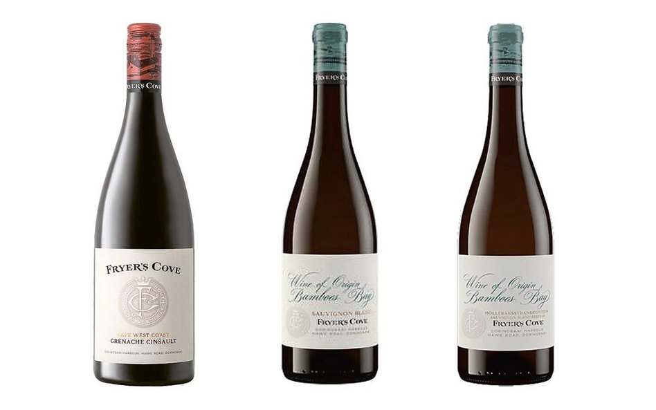 Fryer’s Cove Grenache Cinsault 2022, Bamboes Bay Sauvignon Blanc 2022 , Bamboes Bay Hollebaksstrandf