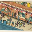 Utagawa Hiroshige; Ulica Saruwakacho, 1847-1848 Drzeworyt barwny; własność: Muzeum Narodowe w Krakow