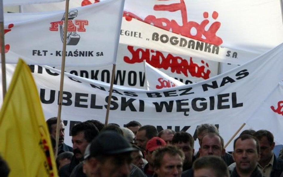 Protest związkowców Bogdanki w 2006 roku