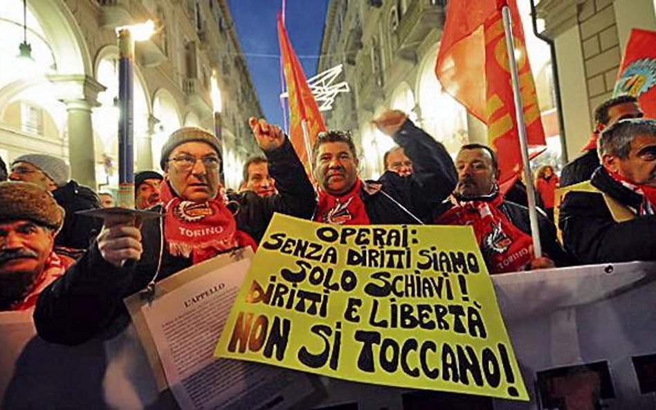 Protest związkowców Fiata w Turynie