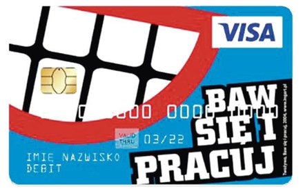 W ING można mieć dowolny wizerunek karty debetowej.