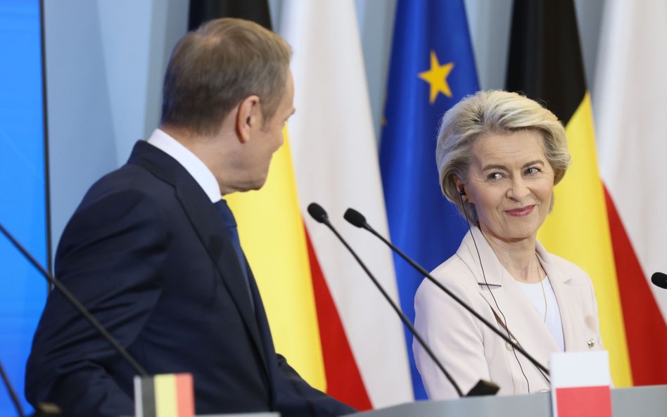 Premier Donald Tusk i przewodnicząca Komisji Europejskiej Ursula von der Leyen