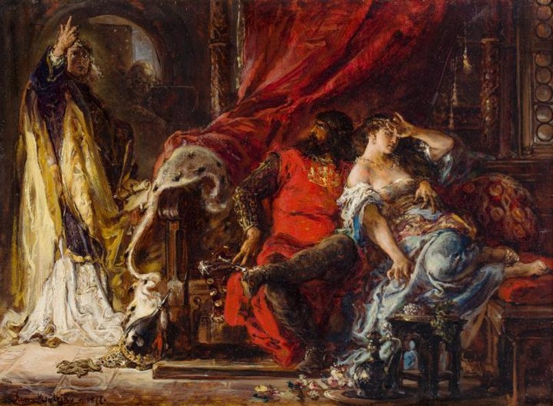 Jan Matejko, „Św. Stanisław karcący Bolesława Śmiałego", 1877, olej na desce, Desa Unicum.