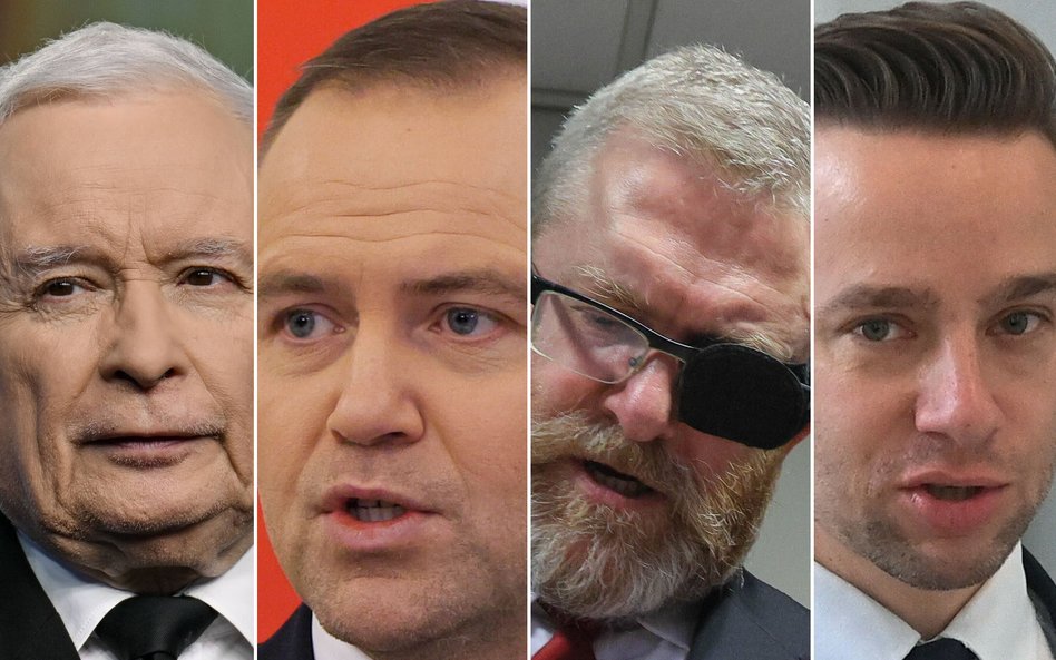 Jarosław Kaczyński, Karol Nawrocki, Grzegorz Braun, Krzysztof Bosak, Sławomir Mentzen