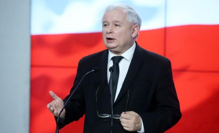 Jarosław Kaczyński podczas wtorkowej konferencji prasowej.