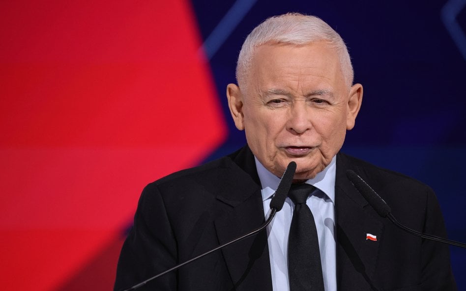 Prezes PiS Jarosław Kaczyński podczas wystąpienia w trakcie drugiego dnia konwencji Prawa i Sprawied