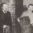 Mołotow i Stalin, który przyjmuje w dniu 15 listopada 1944 r. od delegacji Warszawy symboliczny dar 