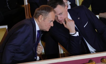 Premier Donald Tusk i marszałek Sejmu Szymon Hołownia