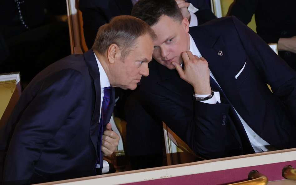 Premier Donald Tusk i marszałek Sejmu Szymon Hołownia