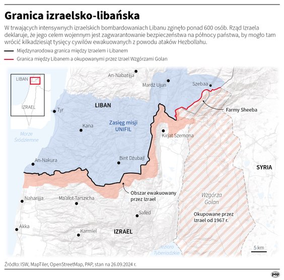 Sytuacja na granicy izraelsko-libańskiej (stan na 26 września)