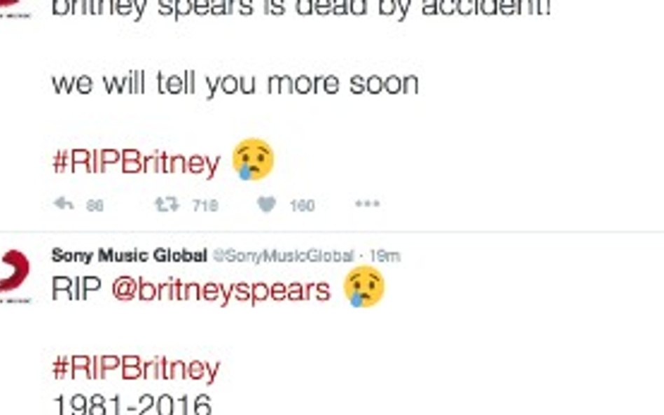 Britney Spears "uśmiercona" na Twitterze