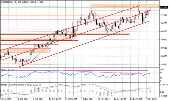 Wykres dzienny USDPLN