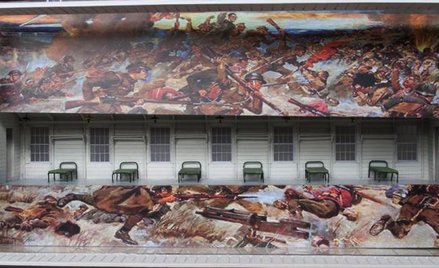 Projekt scenografii, w której wykorzystany zostanie obraz Jerzego Kossaka „Cud nad Wisłą”. Fot. Paul