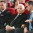 Prezes PiS Jarosław Kaczyński oraz wiceprezesi Przemysław Czarnek i Mateusz Morawiecki podczas debat