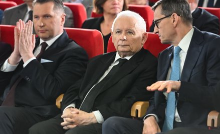 Prezes PiS Jarosław Kaczyński oraz wiceprezesi Przemysław Czarnek i Mateusz Morawiecki podczas debat