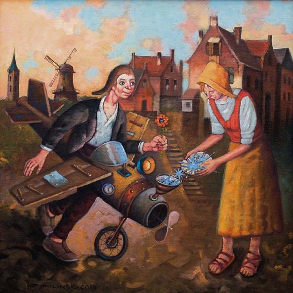 Obraz Dariusza Milińskiego ma cenę 2 tys. zł.