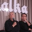 Marek Kondrat (C), Marcin Dorociński (P) i Agata Kulesza (L) podczas spotkania promocyjnego filmu „L