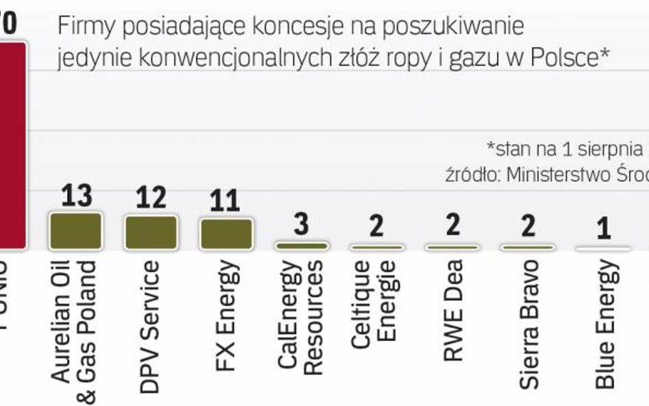 FIRMY Z KONCESJAMI NA POSZUKIWANIE JEDYNIE KONWENCJONALNYCH ZŁÓŻ ROPY I GAZU W POLSCE